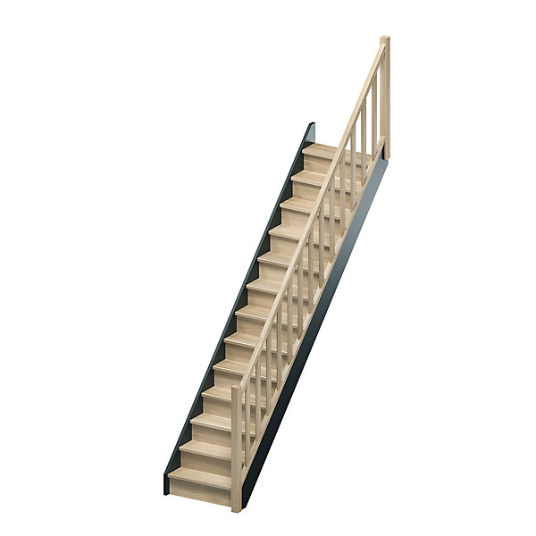 Escalier droit Sogem chêne coloris naturel 13 marches avec contremarches Liverpool avec rampe