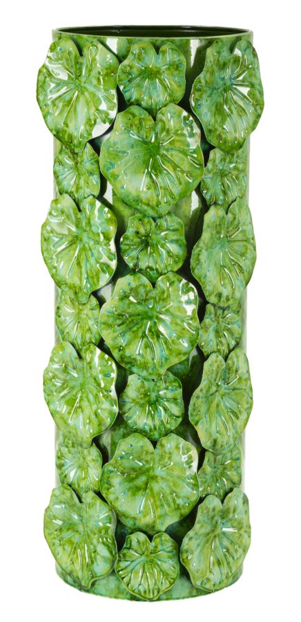 Groene metalen vaas cm 18x17,5x46