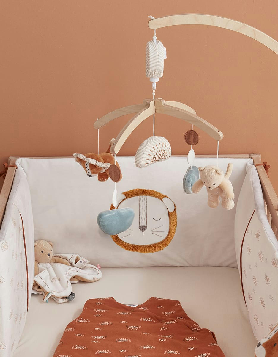 - Tour de lit Babou & Kendi en Veloudoux, écru/gris clair