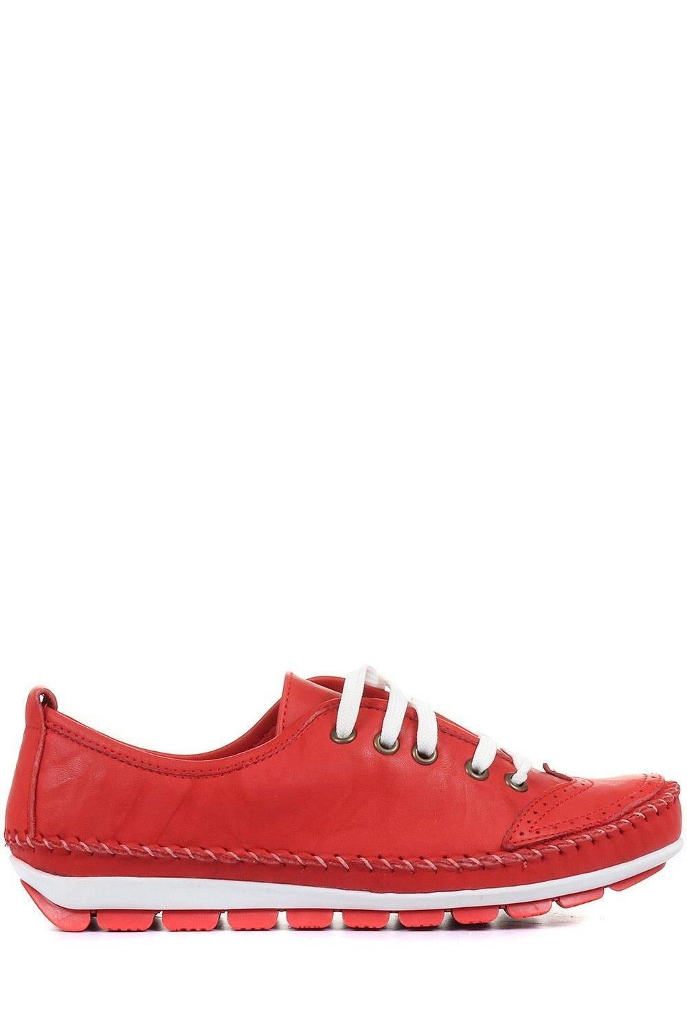 Pavers Wide Fit Leather Lace-Up Trainers