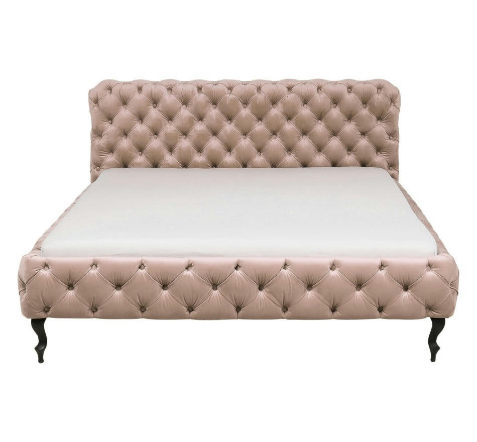 DESIRE - Lit 180x200 capitonné en velours beige