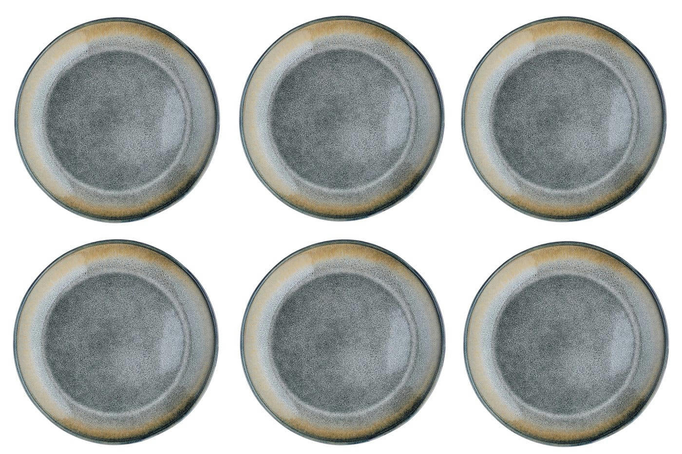 GENESIS - Lot de 6 assiettes plates en grès gris D27