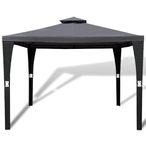 NNEVL Poly Rattan Gazebo with Dark Grey Roof 3 x 3 m