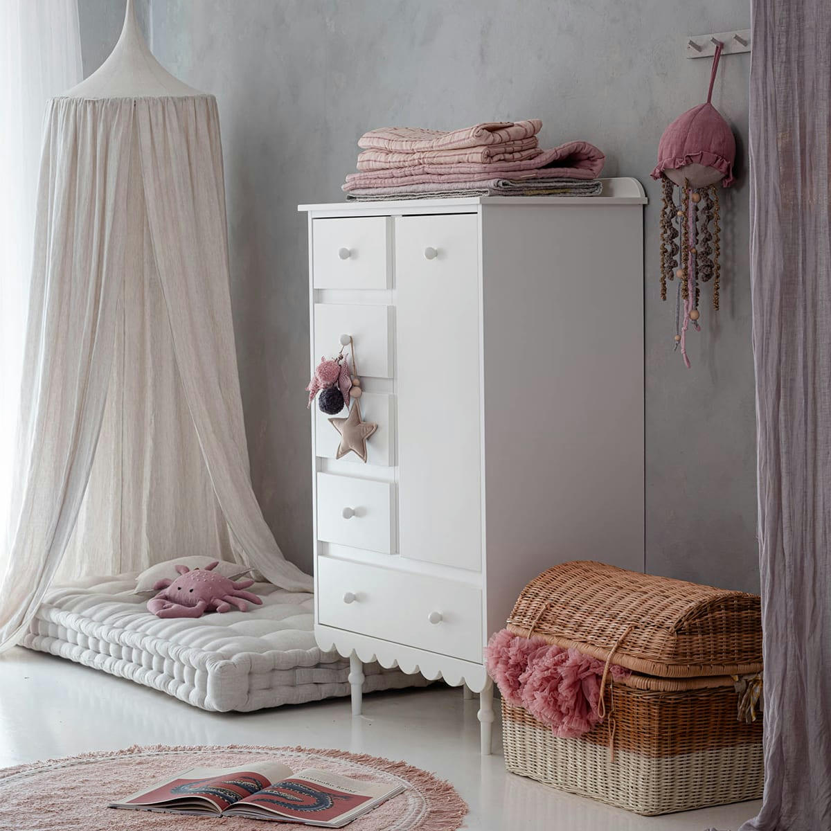 BABUSHKA - Commode 5 tiroirs 1 porte blanc