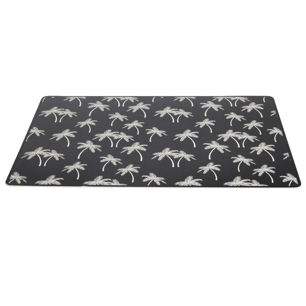 Tapis repose gamelle animaux motif palmier plastique 32x43cm