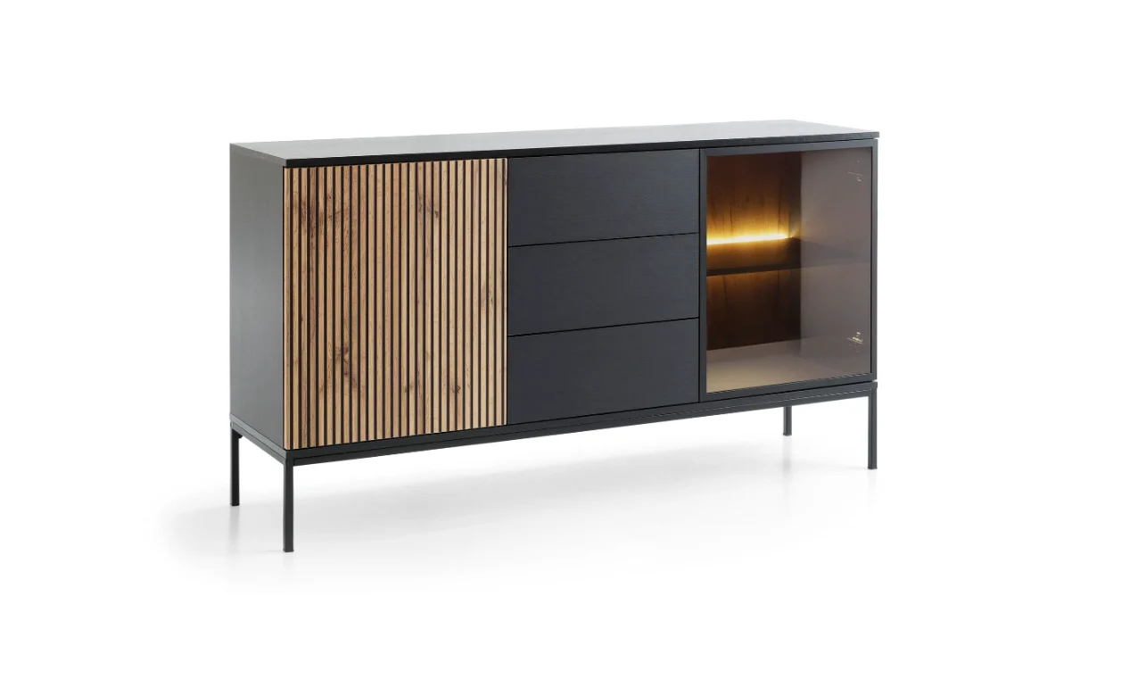 Czarny / wotan Komoda 154 cm SENSO PS   oświetlenie led