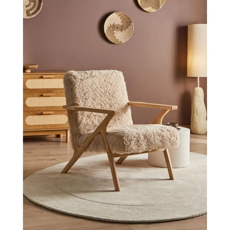 KISA - Fauteuil - Lichtbeige - Kunstbont