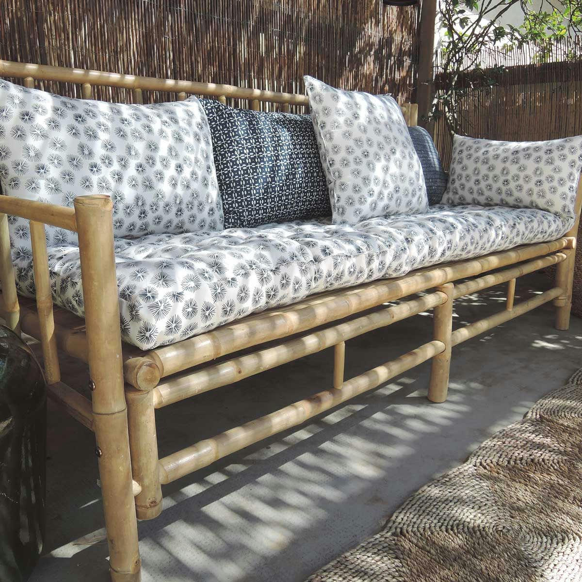 TESSA - Matelas de sol en coton imprimé block print bleu de prusse