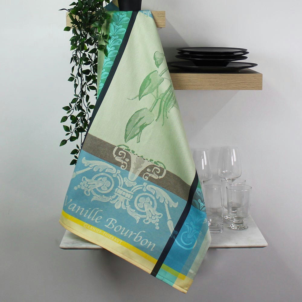 VANILLE BOURBON EDEN - Torchon  pur coton vert 56x77