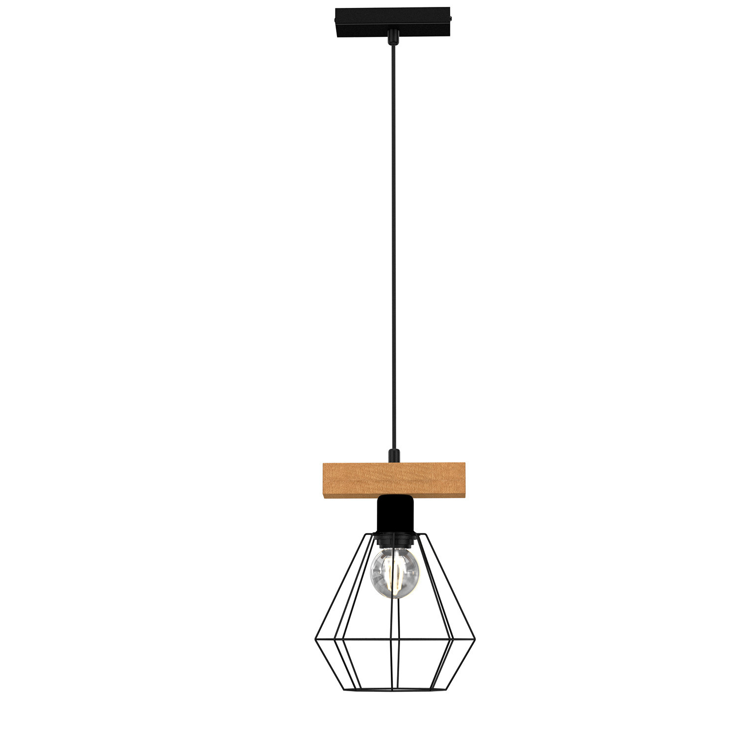 Lampa wisząca czarny matowa-jasne drewno Vastra 1xE27x15W Luminex