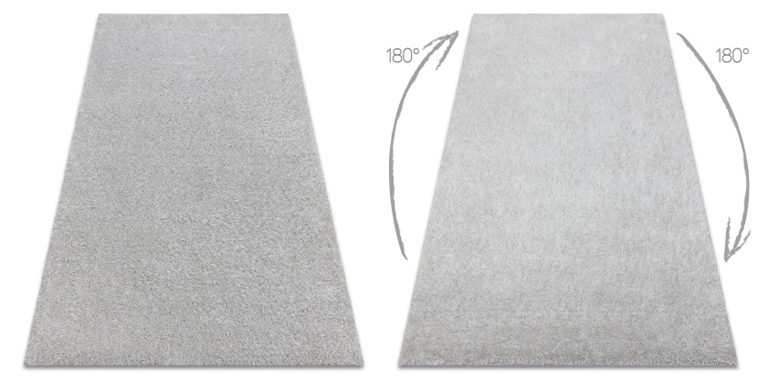 Dywan BUENOS 7005 shaggy jednolity, jednokolorowy srebrny 60x100 cm