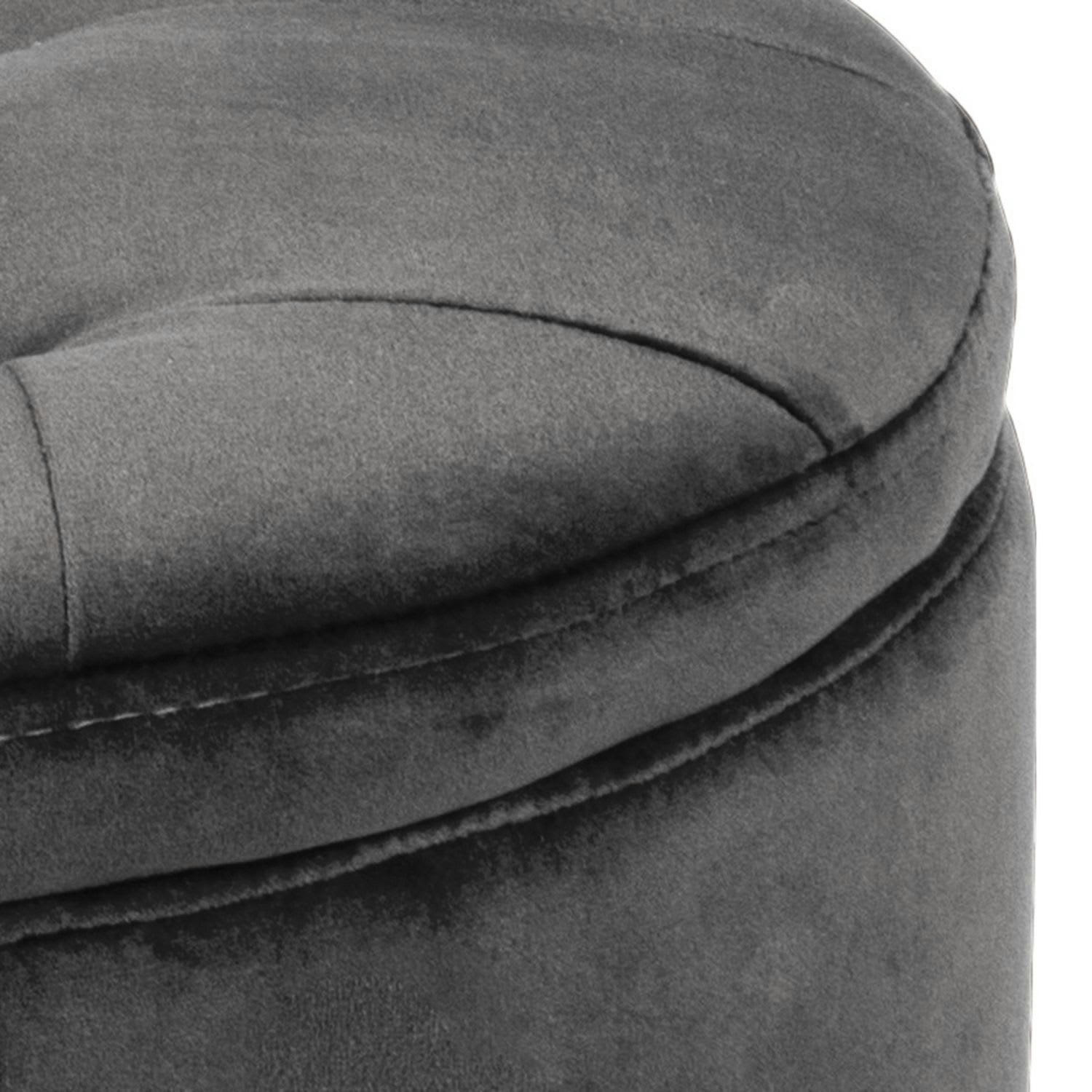 ROULIO - Pouf rond avec coffre de rangement en polyester gris foncé