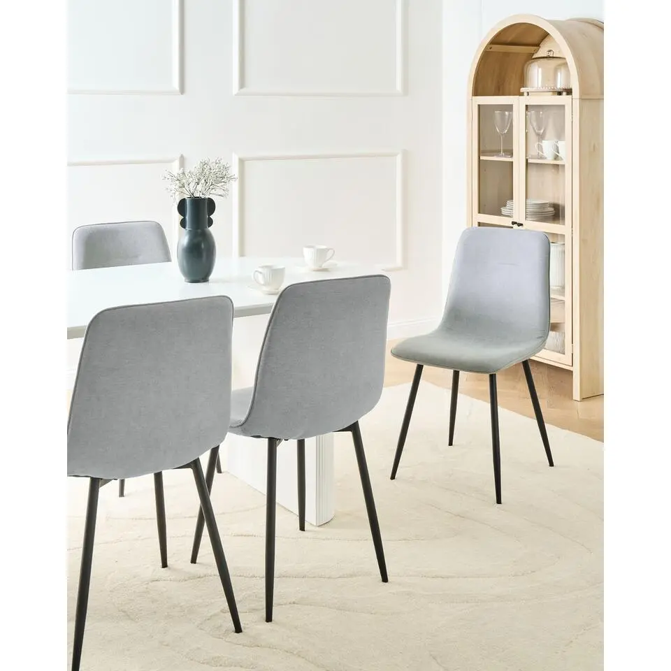 TUSCOLA - Eetkamerstoel set van 4 - Lichtgrijs - Stof