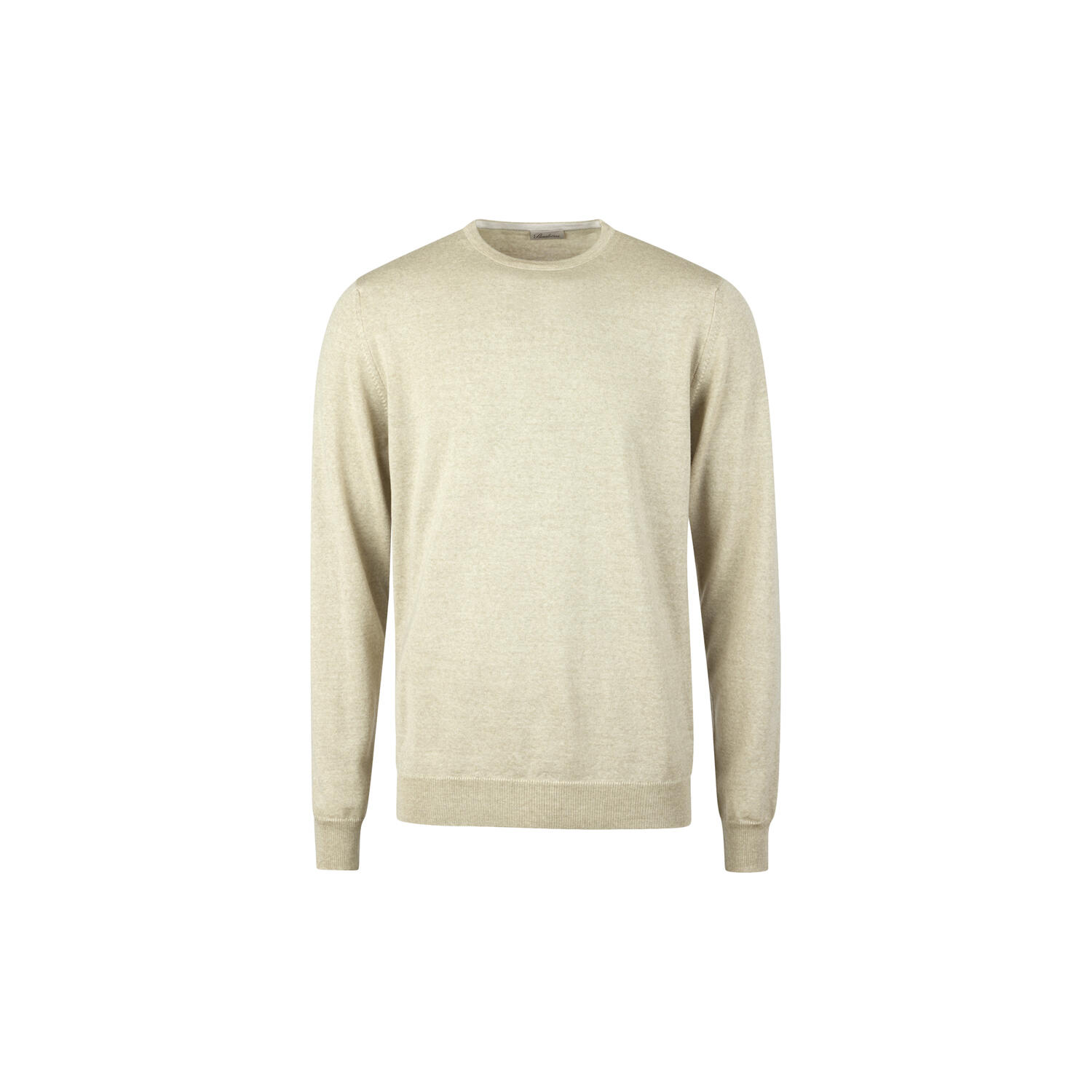 Pullover Knitted Crew Neck With Patch Merino Wool, light beige pattern
