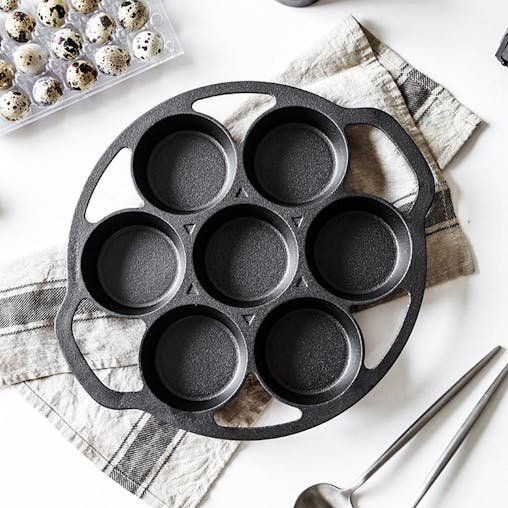 SOGA 2X Cast Iron Takoyaki Fry Pan Octopus Balls Maker 7 Hole Grill Mold 32cm