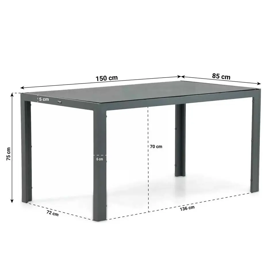 Dining Tuintafel rechthoekig 150 x 85 cm Grijs Venustas