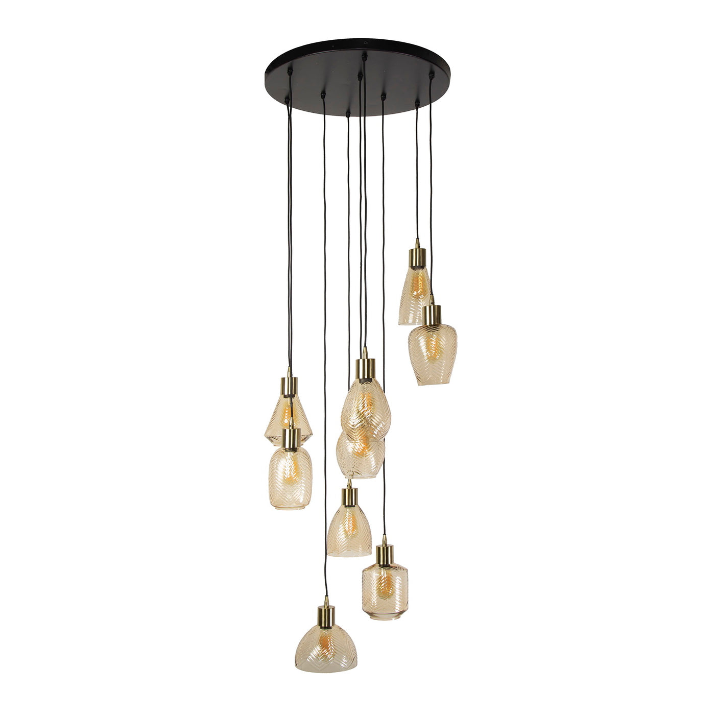 Giga Meubel Hanglamp Leaf - Amber - 9-Lichts - 60x60x180cm