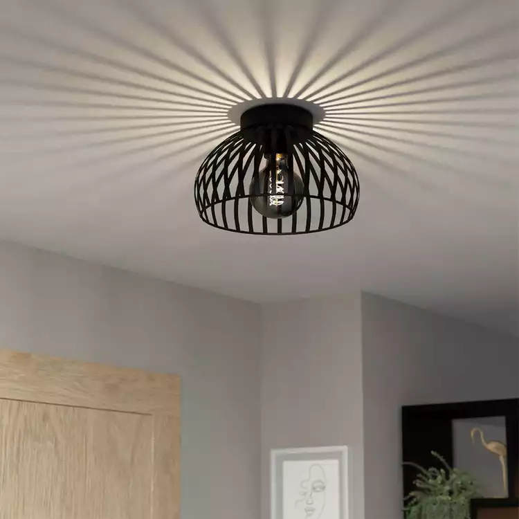 EGLO Mogano 3 Steel Flush Ceiling Light - Black