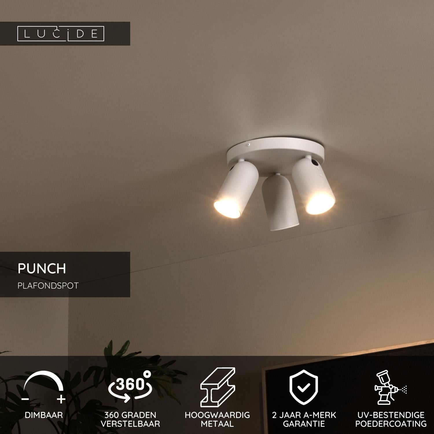 Lucide PUNCH Plafondspot - Wit