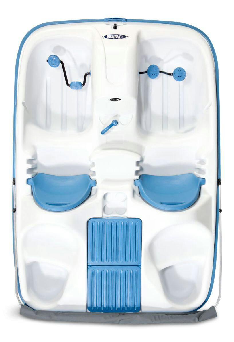 Pelican Monaco DLX 5-Person Pedal Boat w/Canopy, White/Blue Azure, 7.5-ft