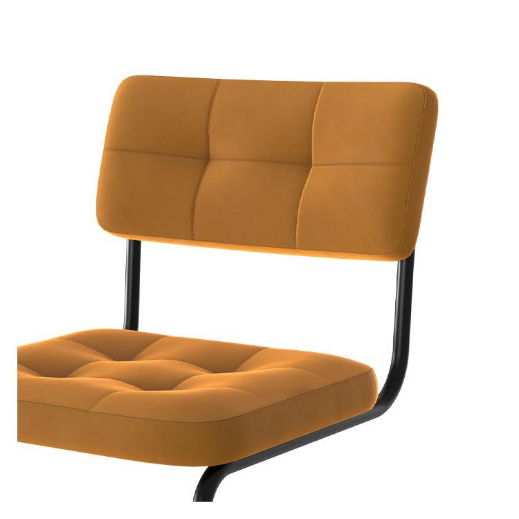 FALLON - Chaise en velours jaune et pieds en métal noir (lot de 2)