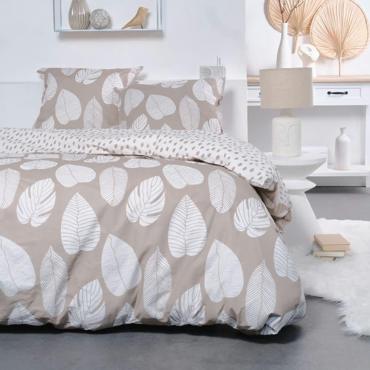 SUNSHINE MAEL - Parure de lit imprimé en coton blanc 220x240