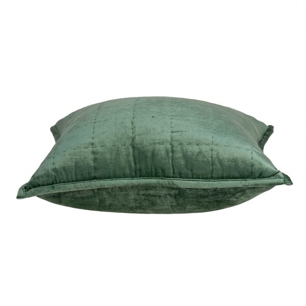 20" x 7" x 20" Transitional Green Solid Quilted Pillow Cover With Poly Insert
