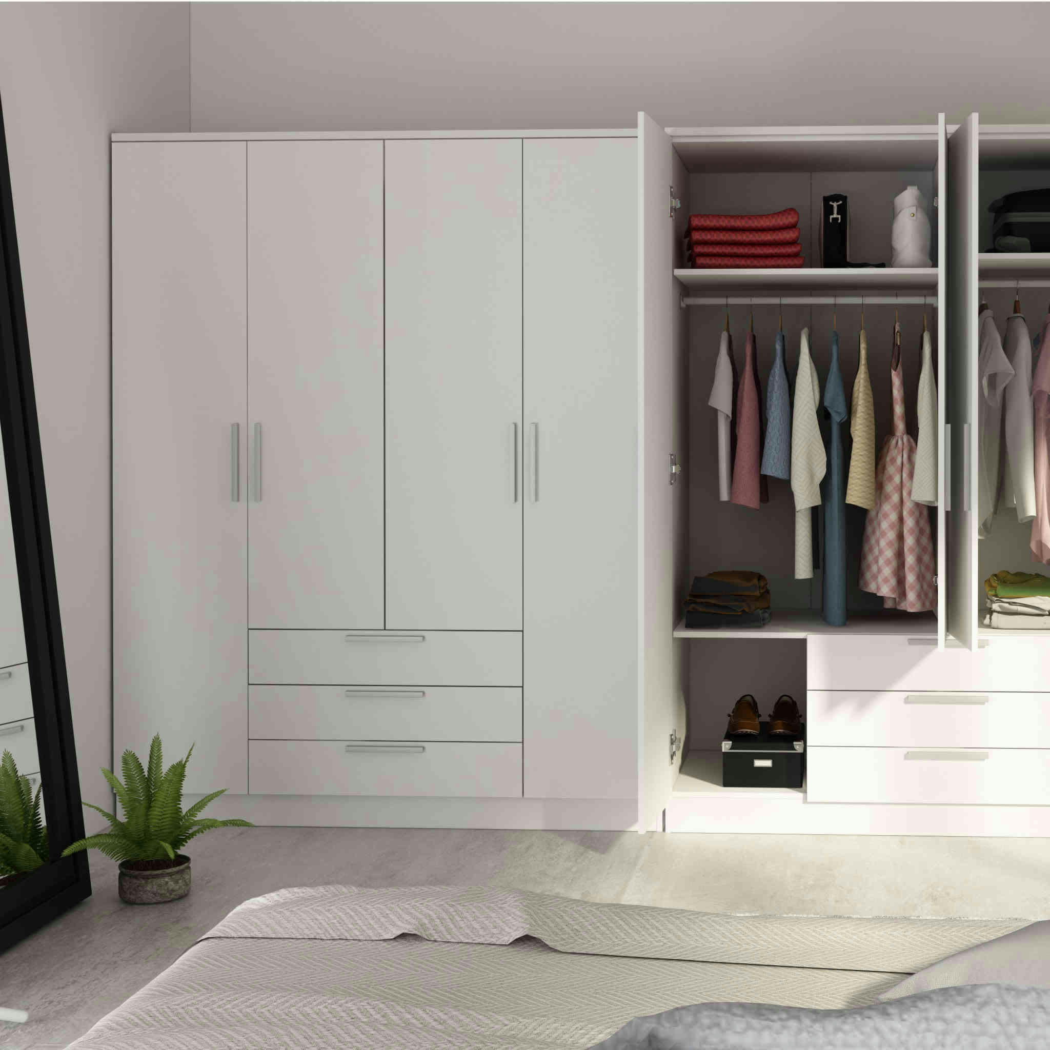 - Armoire 4 portes 3 tiroirs