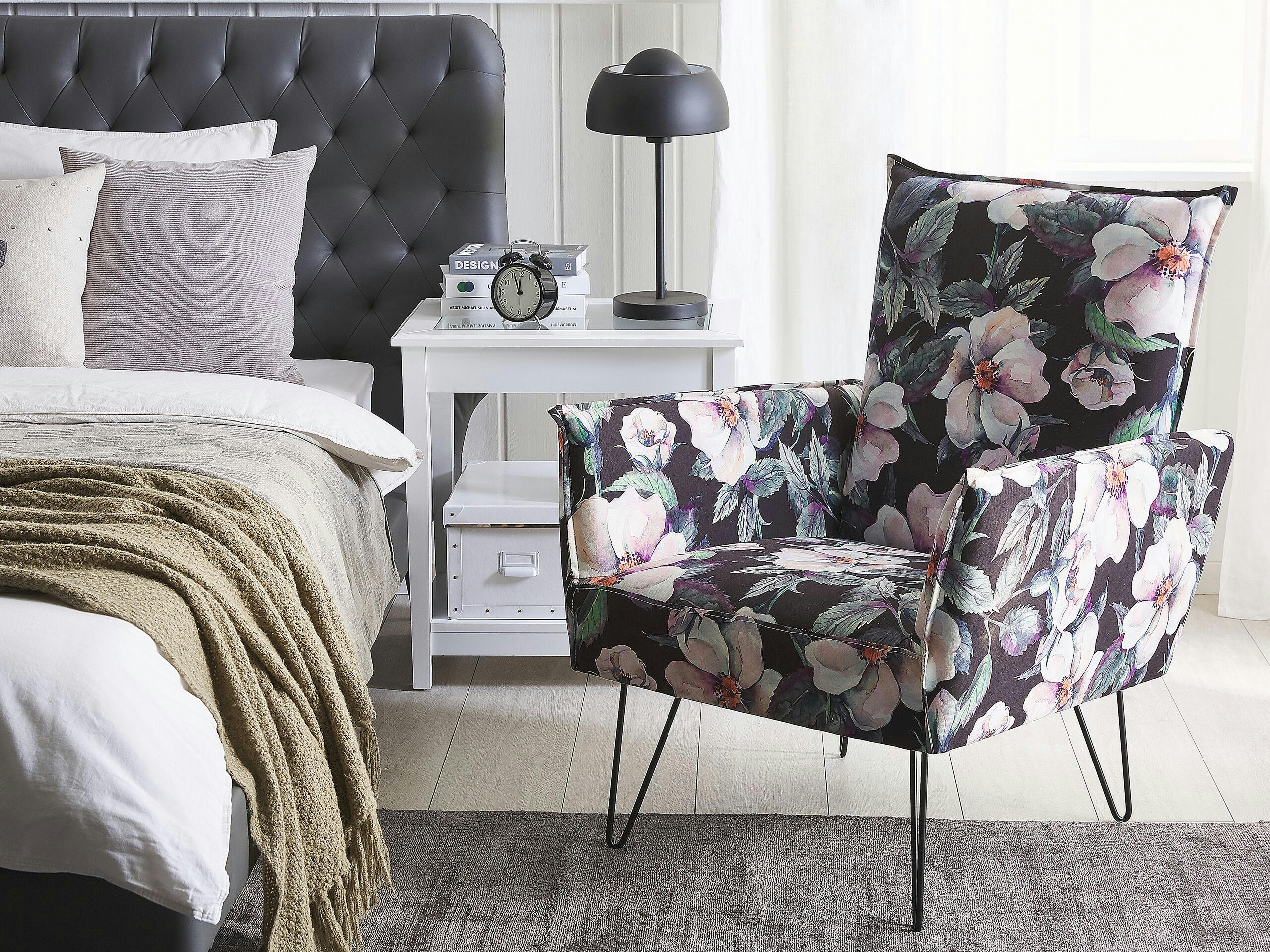 RIBE - Fauteuil en tissu à motif floral noir