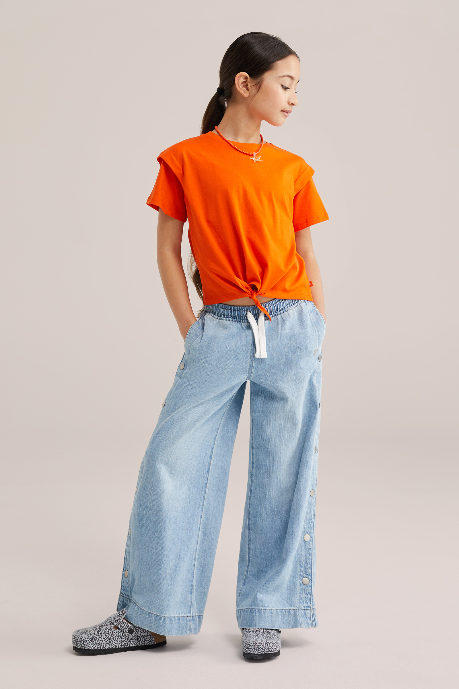 Meisjes T-shirt met knoopdetail