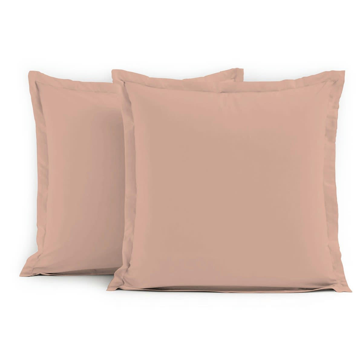 - Lot de 2 taies carrées 100% coton - Rose - 63x63 cm