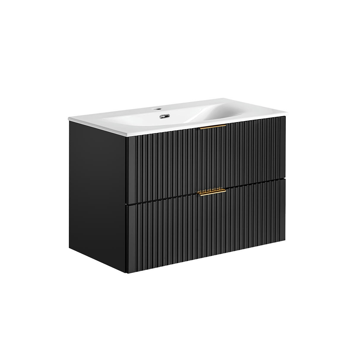 - Meuble simple vasque encastrée 80cm noir