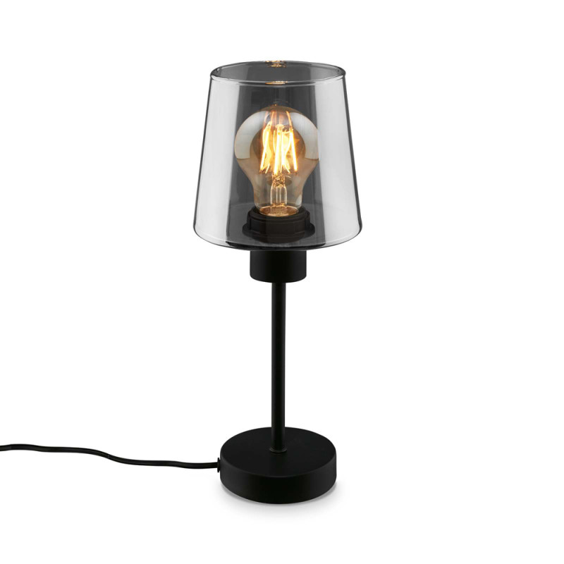Lampe de table en verre fumé 35,5 cm E27 10 W BRILONER