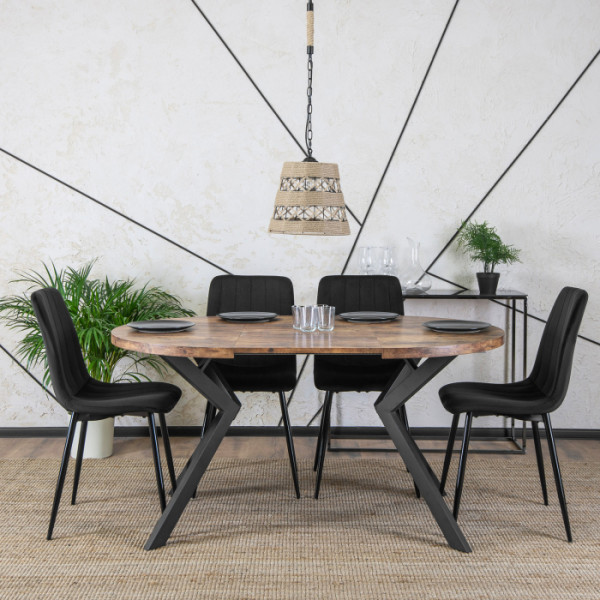 Stół Okrągły Rozkładany Nowoczesny Jadalnia Salon Loft Dąb Rustykalny LUKAS