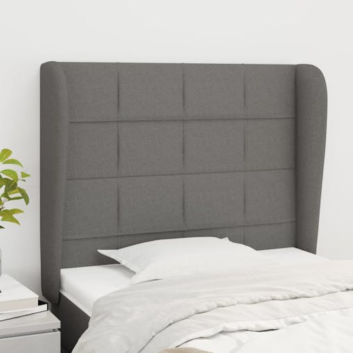 NNEVL Headboard with Ears Dark Grey 83x23x118/128 cm Fabric