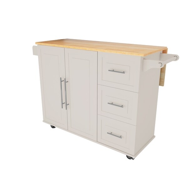 Kitchen Island with Spice Rack,Towel Rack and Extensible Table Top
