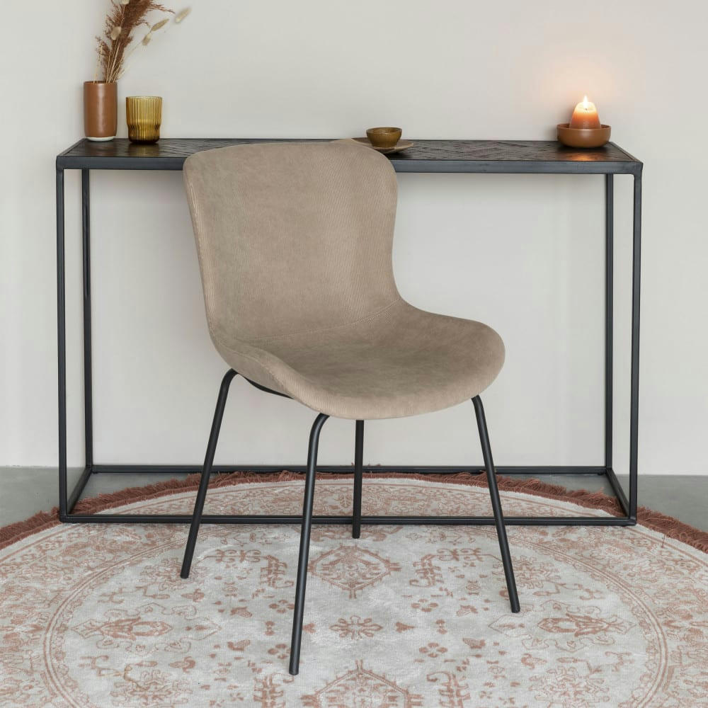 JUNZO - Lot de 2 chaises en velours côtelé taupe