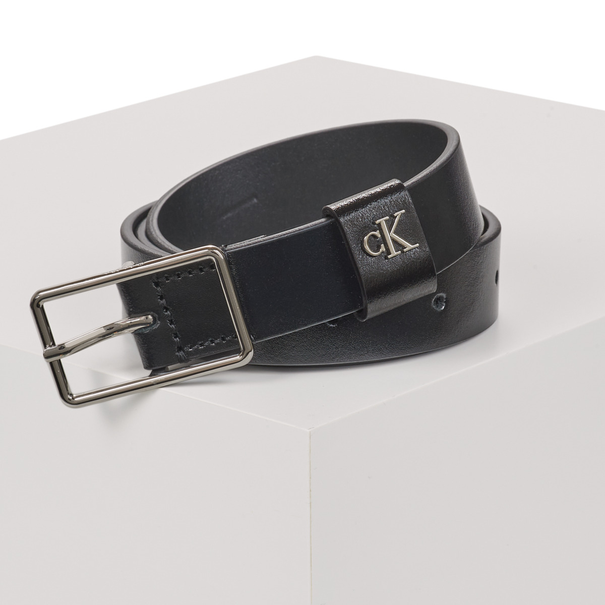 Calvin Klein Jeans - SQUARE BUCKLE CK LOOP 25MM BELT - Black