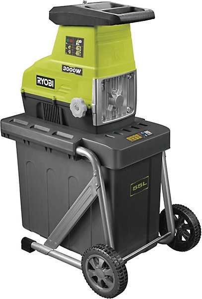 Broyeur de végétaux électrique 3000 W - Silencieux - Vert, noir