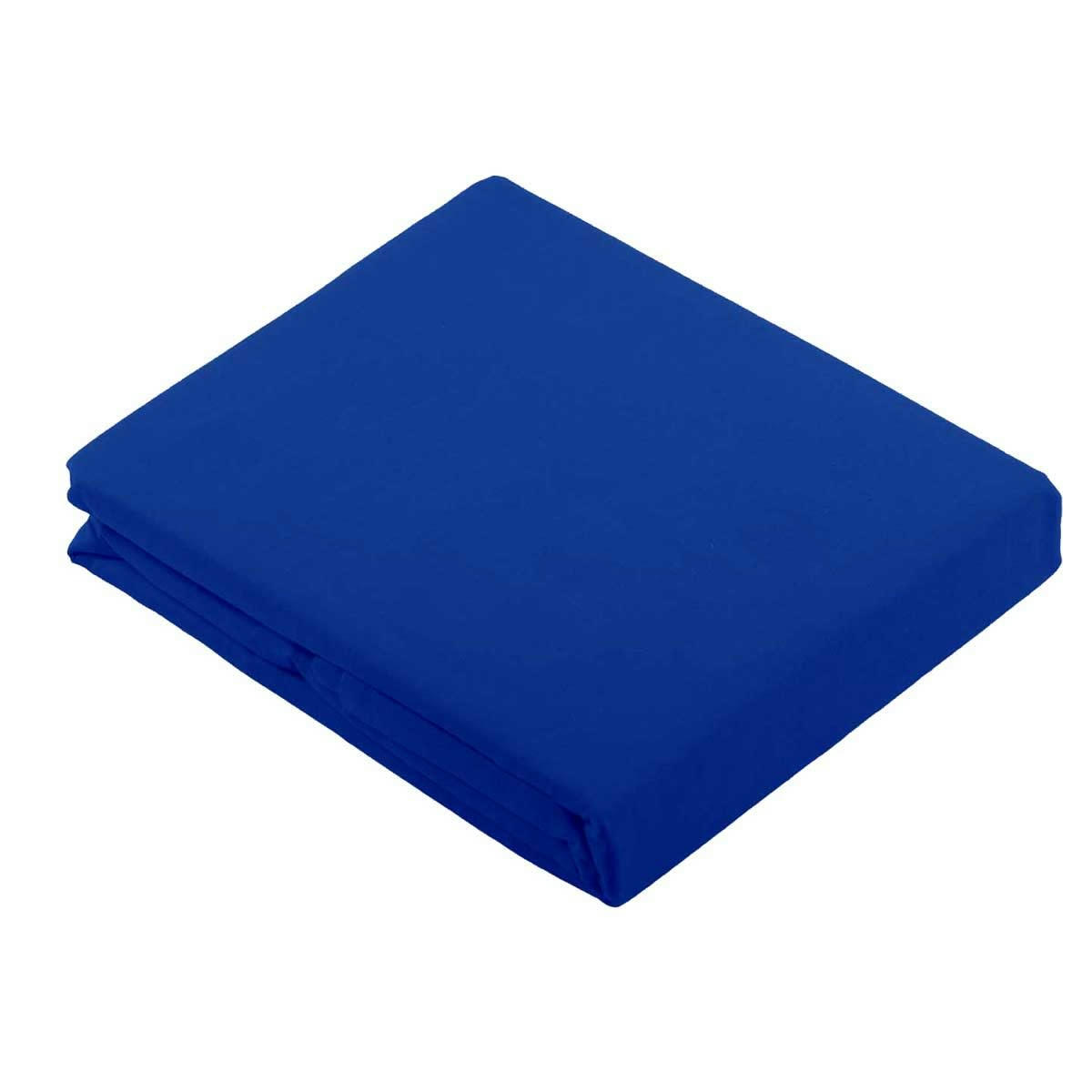 - Drap plat uni en 100 % coton coton bleu encre  x