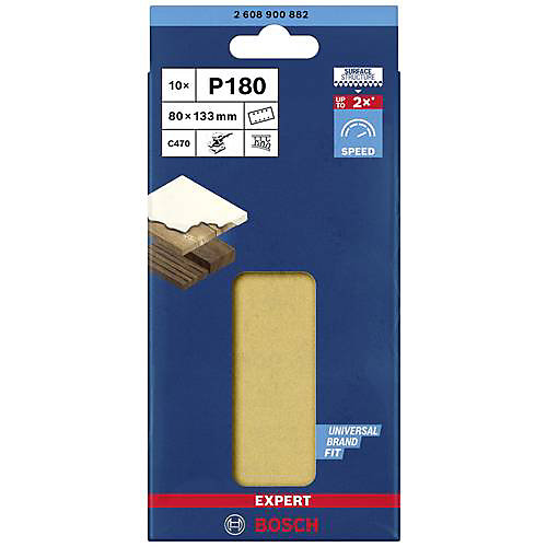 Bosch EXPERT C470 2608900882 Papier abrasif 80 x 133 mm grain 180, pack de 10