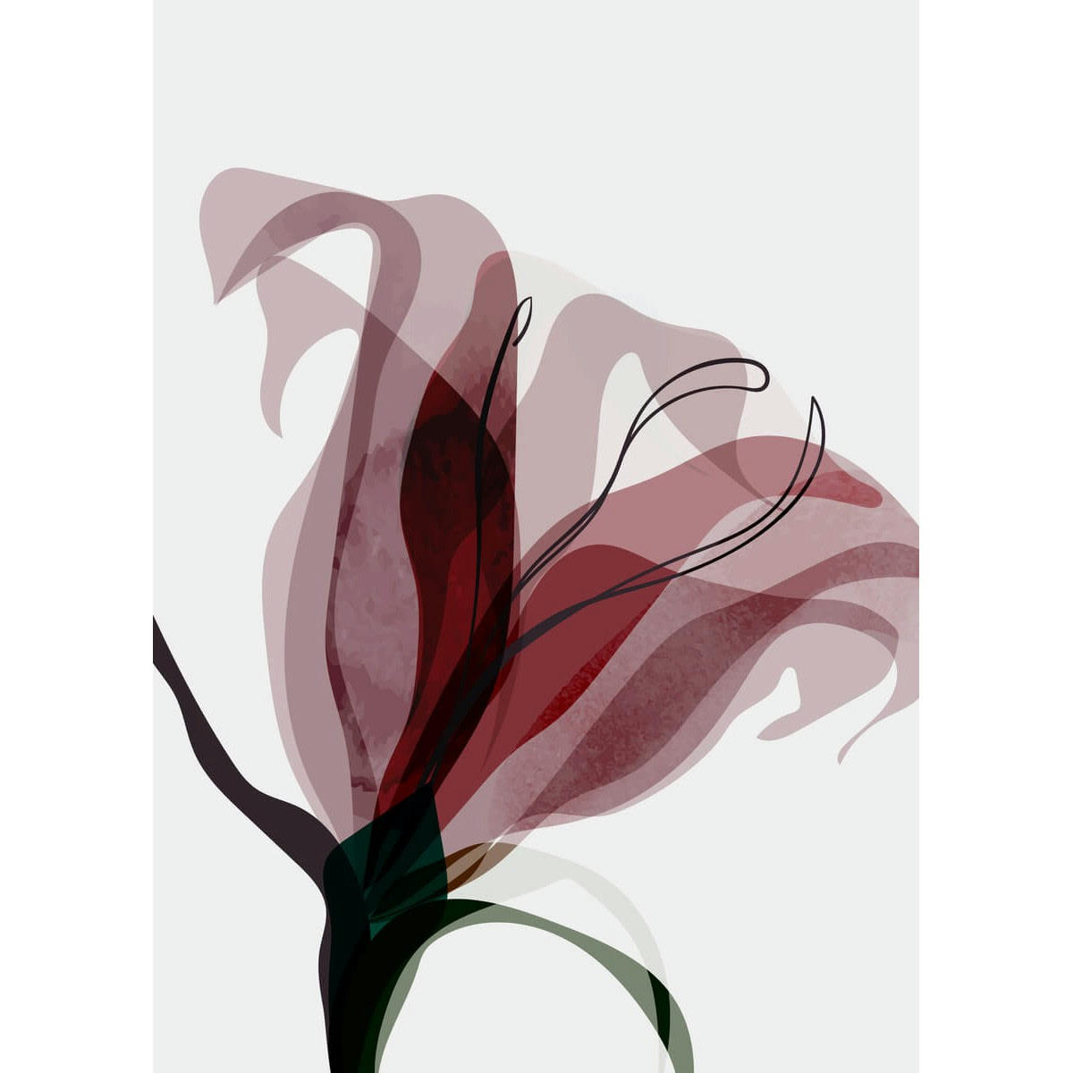 ILLUSTRATION - Tableau sur verre fleur abstraite 30x45 cm