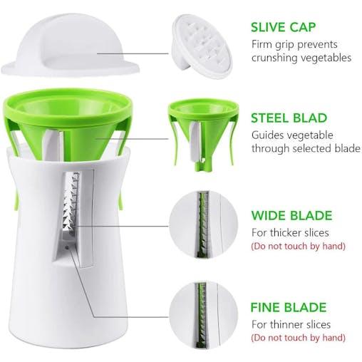 NNEOBA Heavy-Duty Spiralizer Vegetable Slicer &ndash; Zucchini Pasta & Noodle Maker