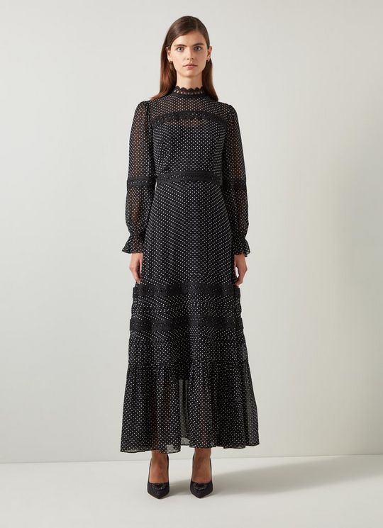 Celestia Lace Applique Tiered Dress