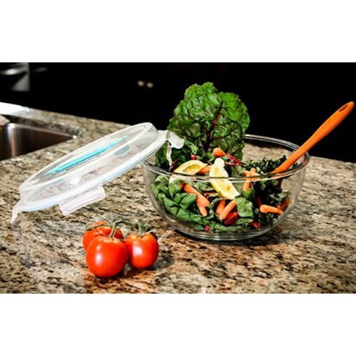 Glasslock Handy Tempered Glass Mixing Bowl with Lid 4000ml