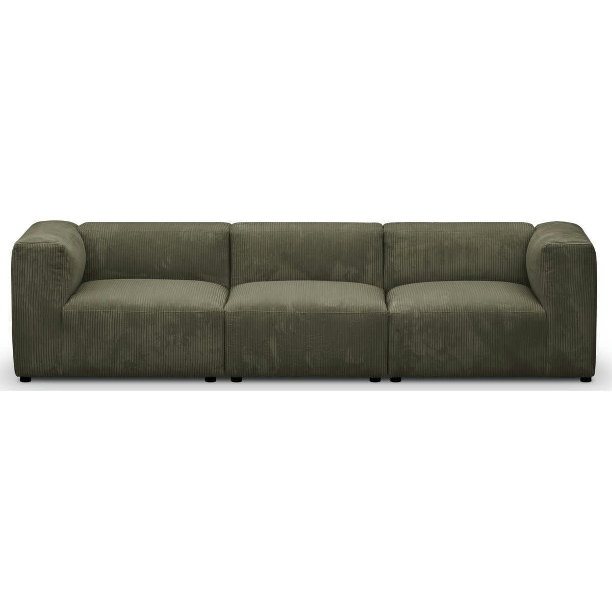 MODULO - Canapé modulable 4 places en velours côtelé vert kaki