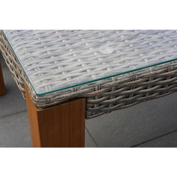Gartentisch, BxHxT: 200 x 74 x 100 cm, Aluminium/Kunststoffgeflecht/Akazie