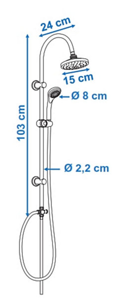 Colonne de douche sans robinetterie avec pommeau   douchette 3 jets   flexible   barre réglable, chrome Edouard Rousseau Sonora