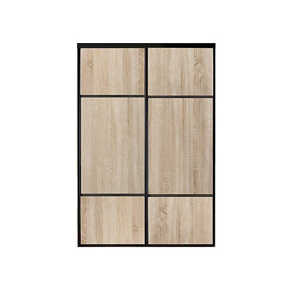 OPTIMUM pack portes de placard coulissantes, 2 vantaux décor chêne sauvage partitionné chêne sauvageH2500mm X L1800mm