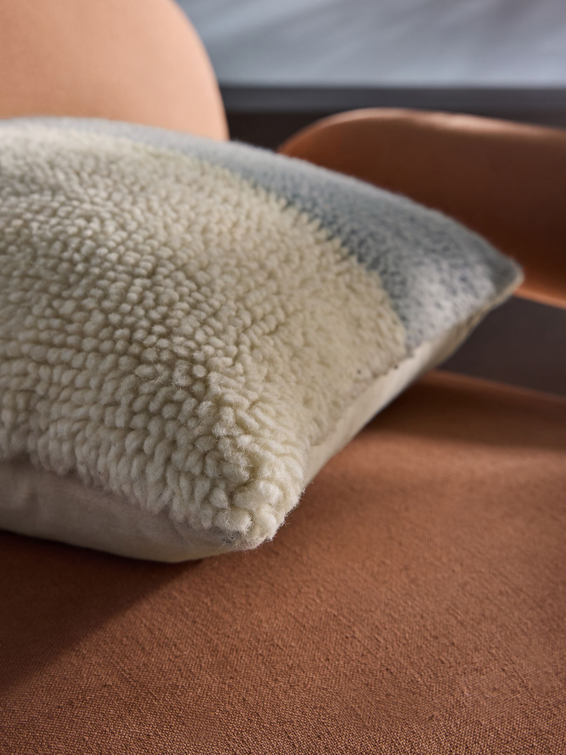 Lori Tufted Berber Cushion in Slate Grey